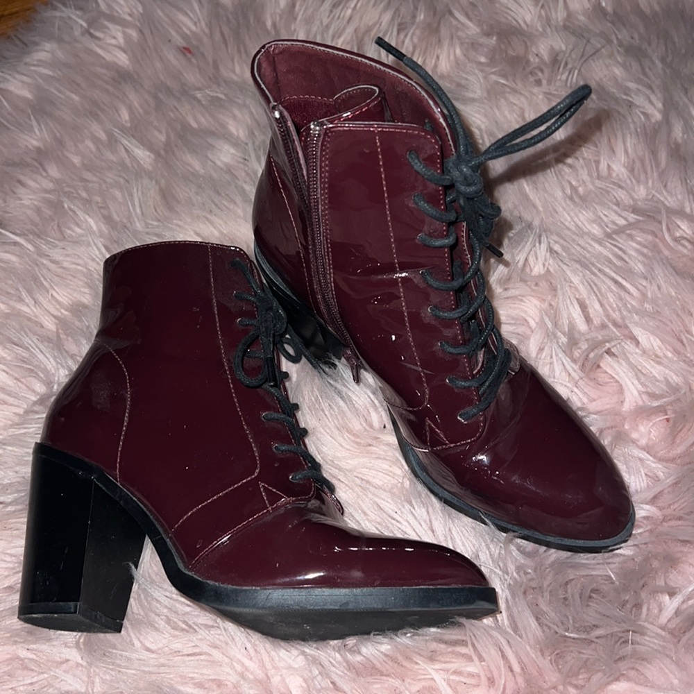 Wine red heel boots